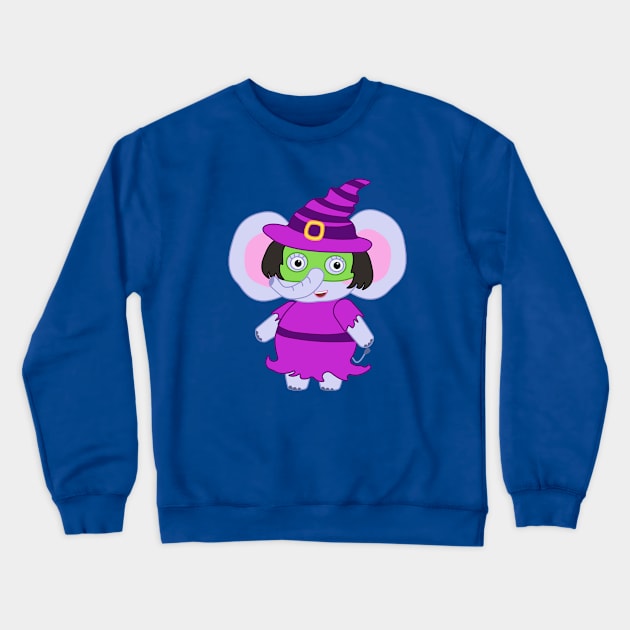 Emma Elephant - Halloween Witch costume Crewneck Sweatshirt by Dinos Friends